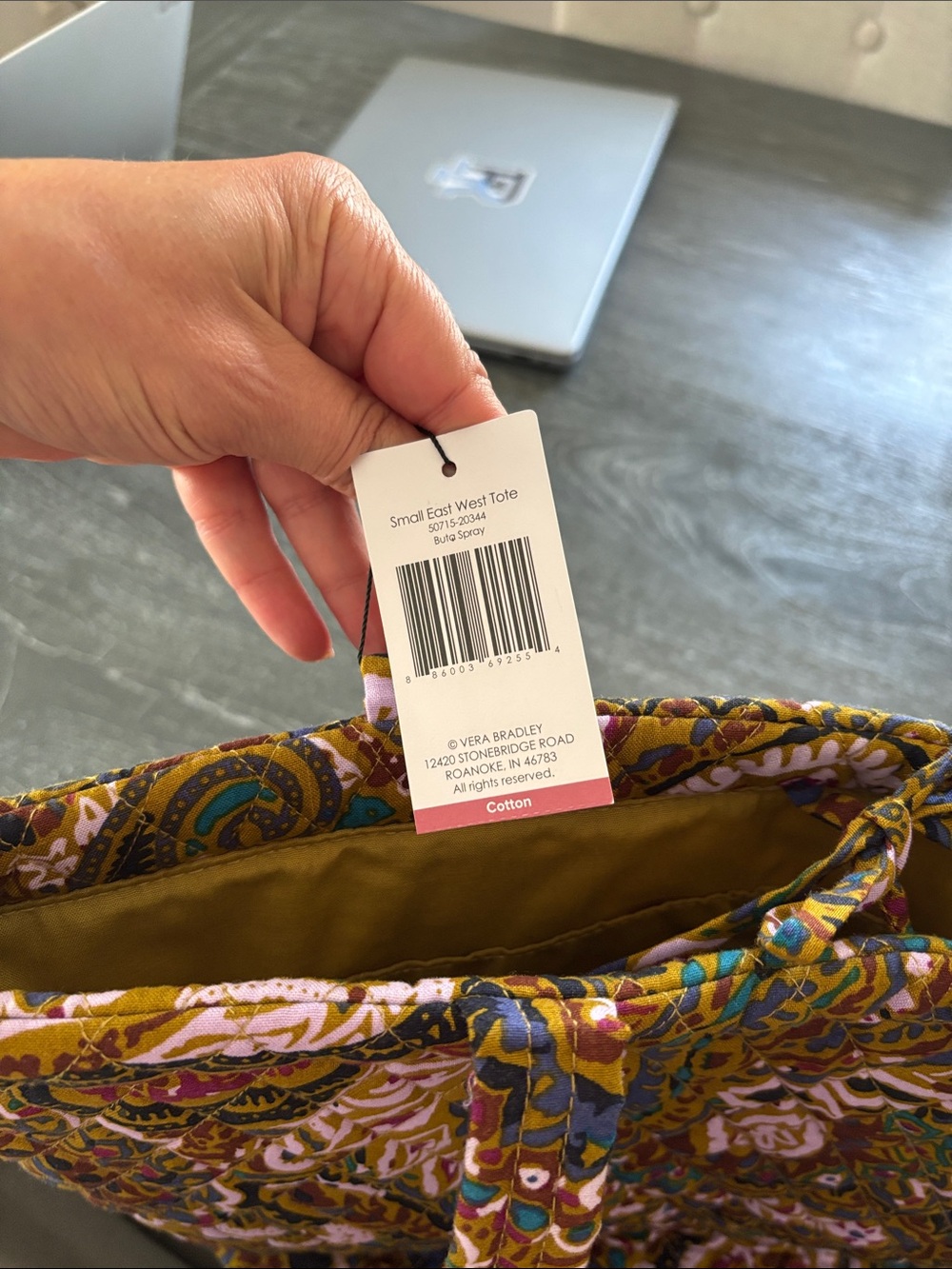 Vera Bradley NWT Paisley Tote in Mustard, Pink & Teal. - Picture 5 of 7